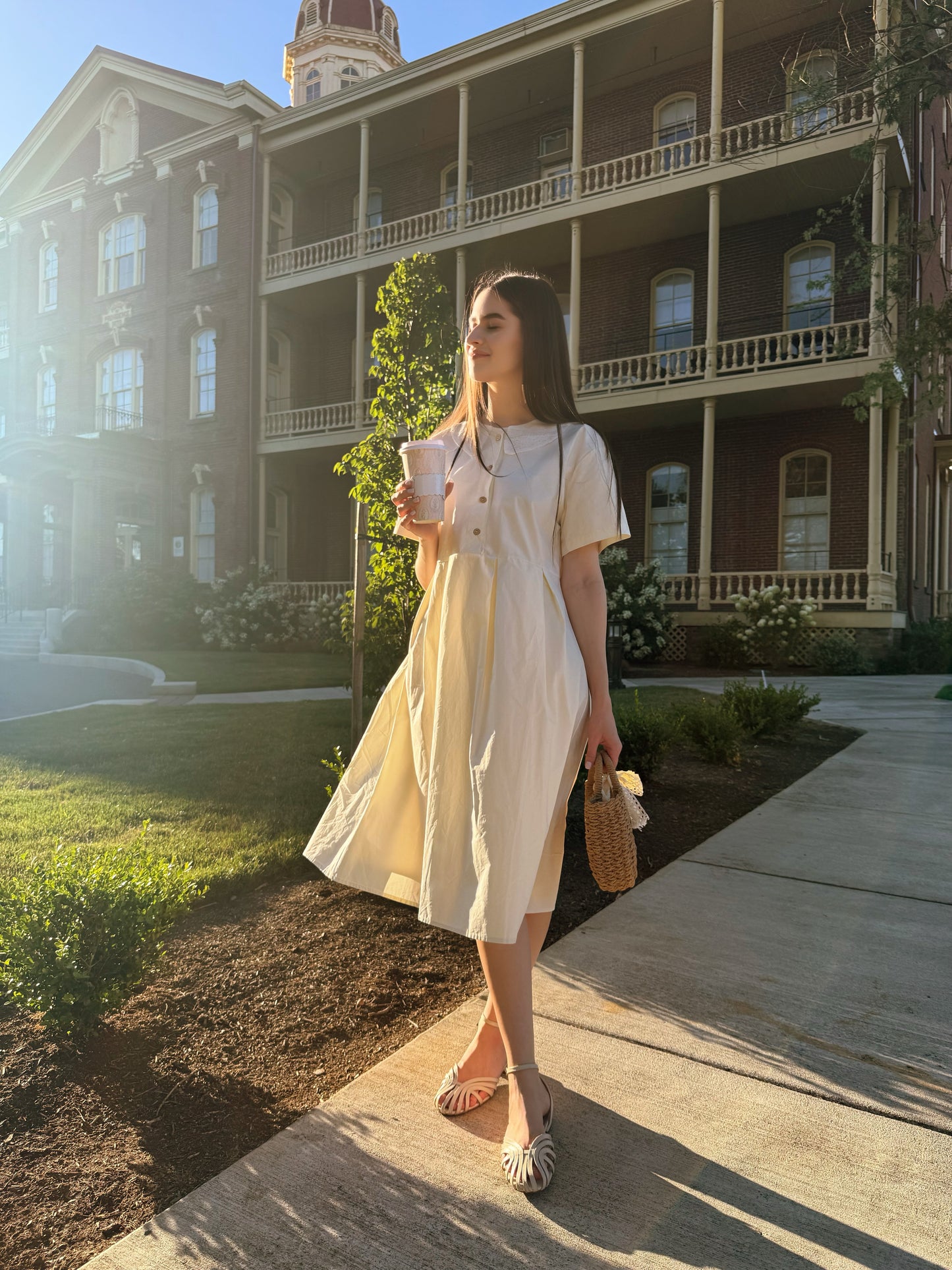 Lace Collar Cotton Dress