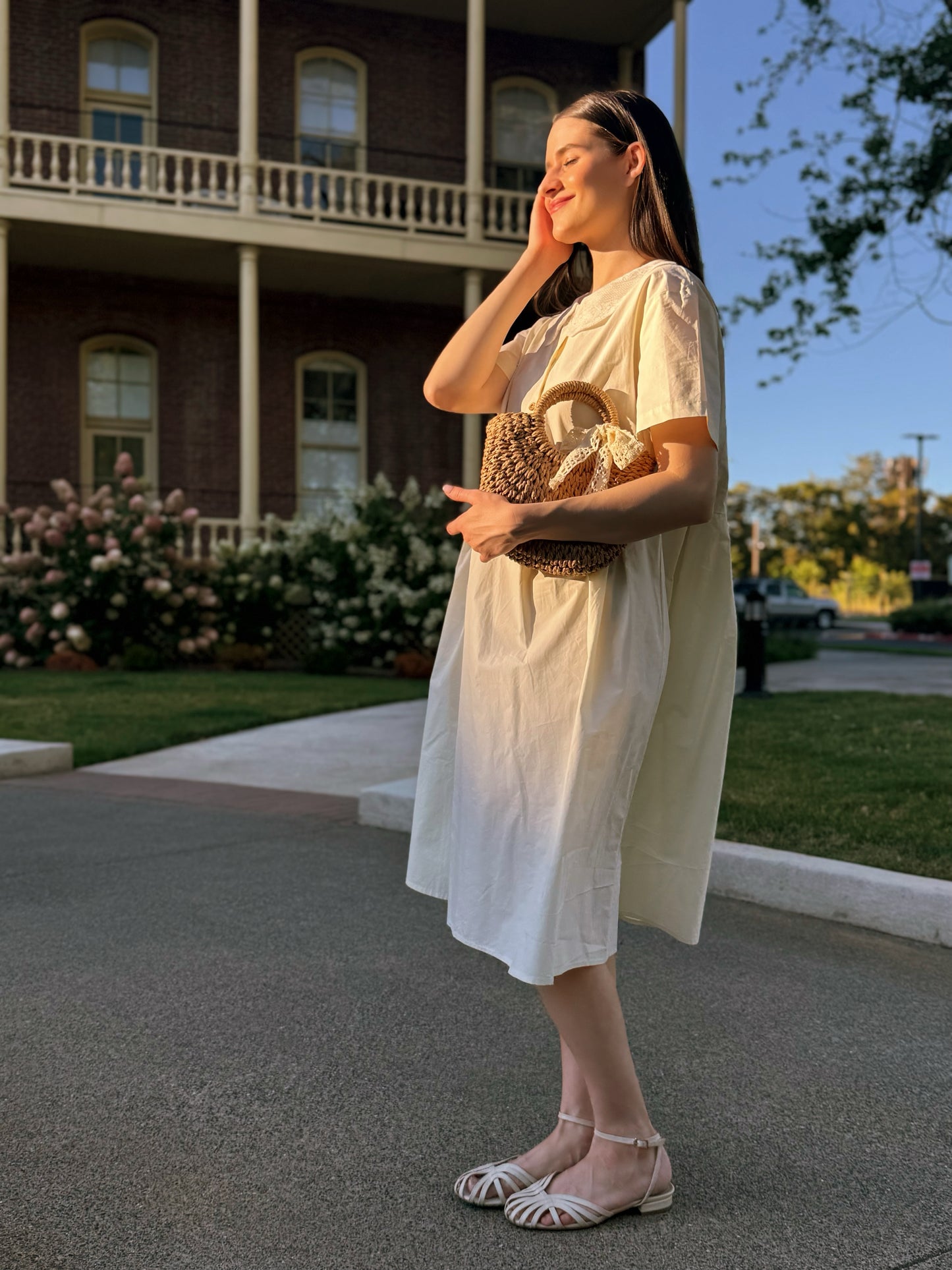 Lace Collar Cotton Dress