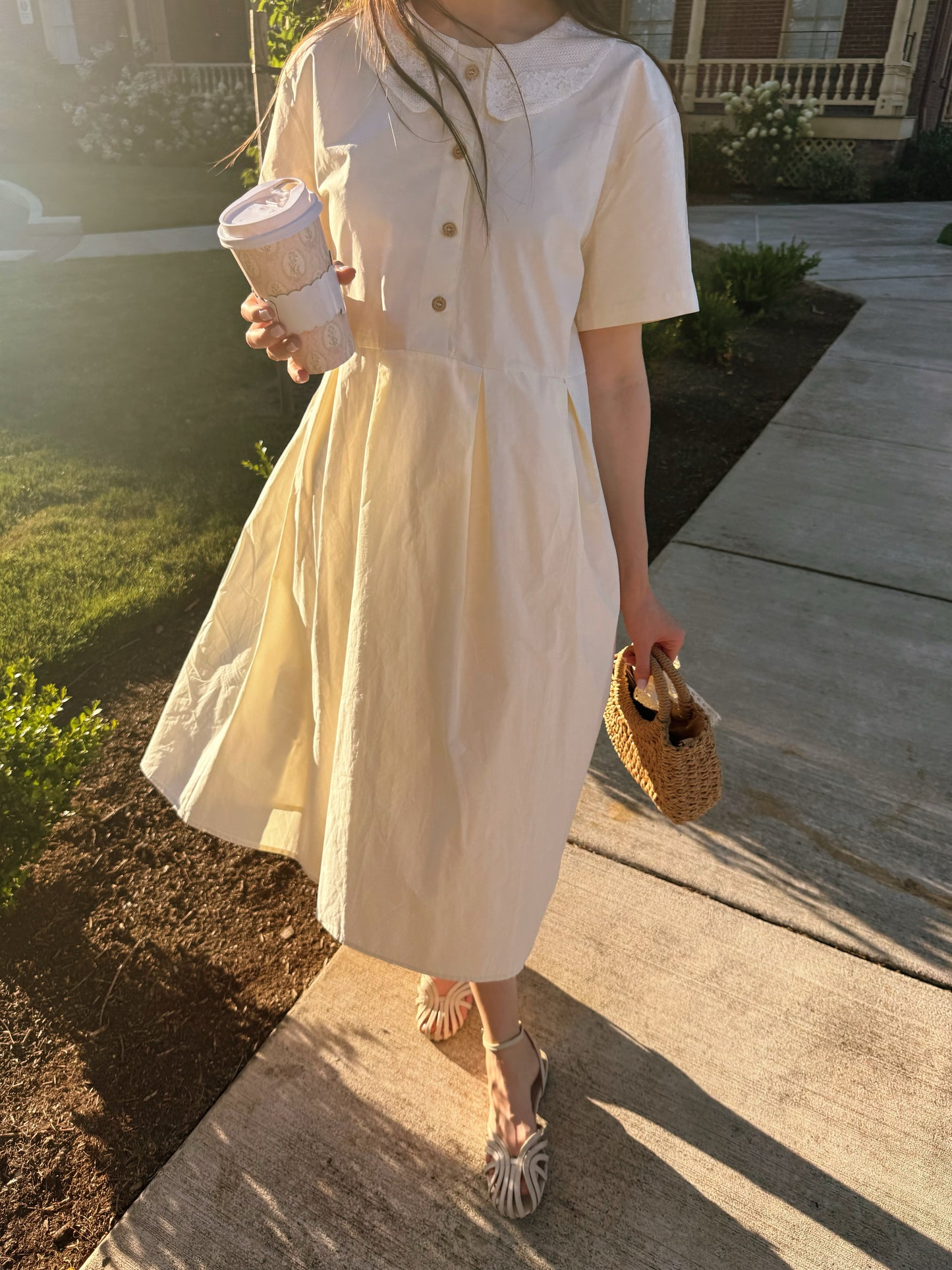 Lace Collar Cotton Dress
