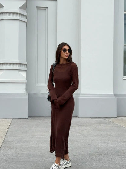 Maxi Knitted Dress with Slip