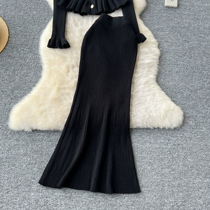 Knitted Elegant Set with Midi Skirt