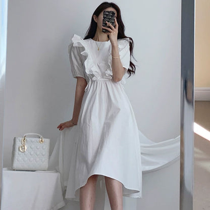 Midi Dress with Puff Sleeves