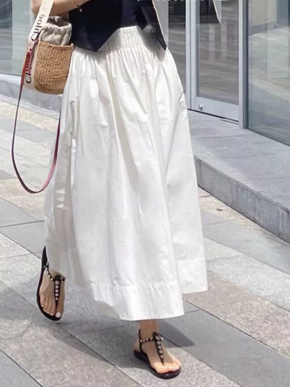 White Midi Skirt with Pleats