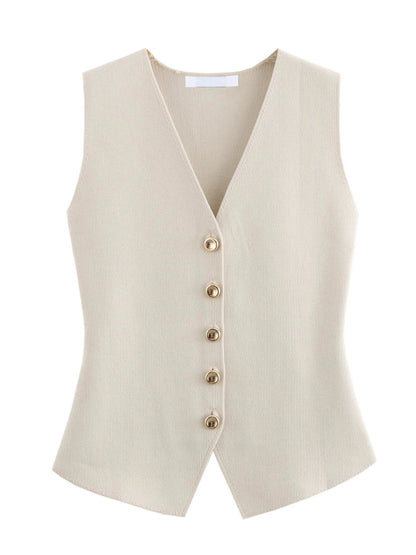 WMXZ Spring 4192003 New V-Neck Button Sleeveless Knitted Vest Vest Women's 4192 003