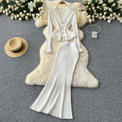 Knitted Elegant Set with Midi Skirt