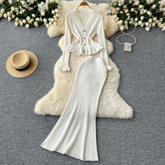 Knitted Elegant Set with Midi Skirt