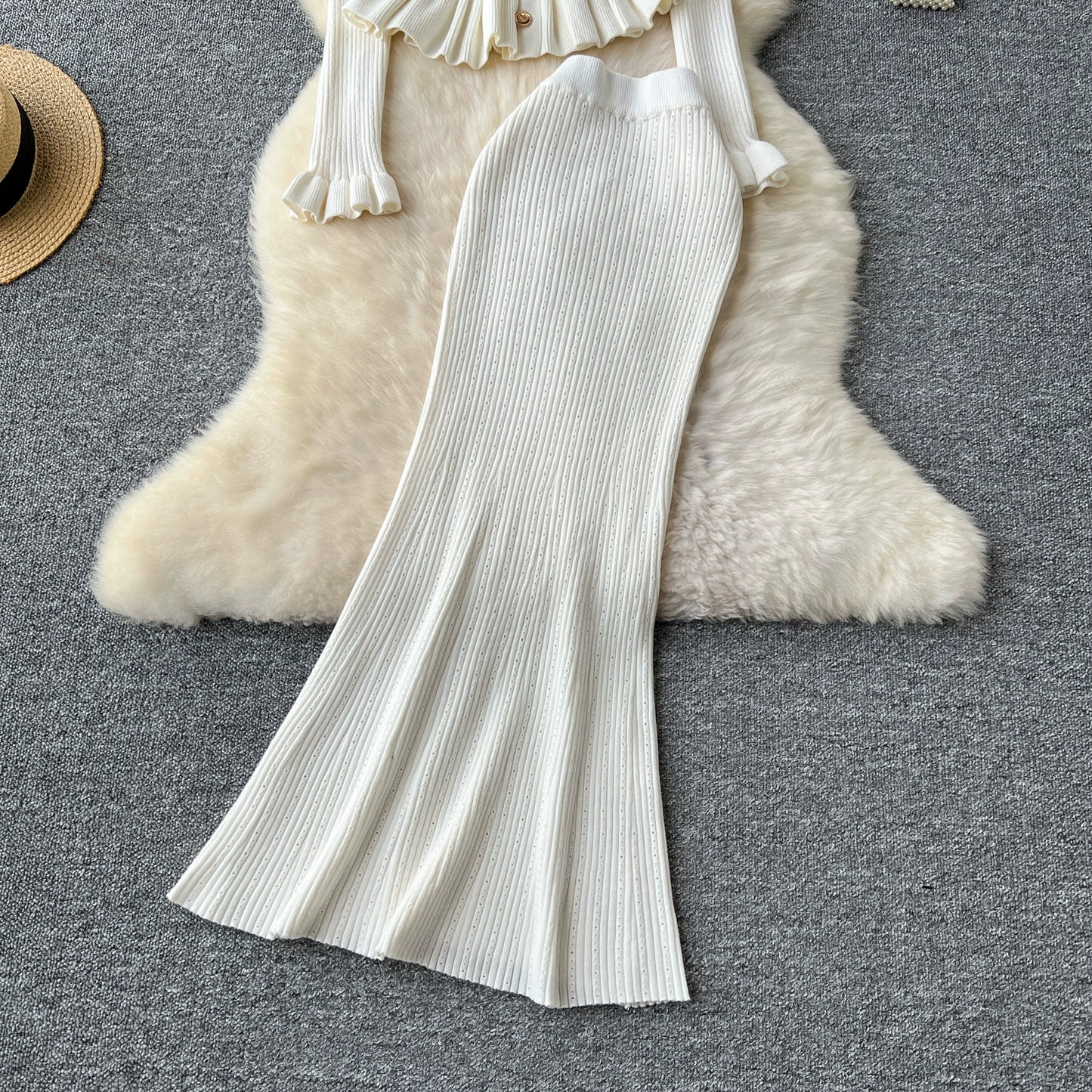 Knitted Elegant Set with Midi Skirt