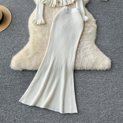 Knitted Elegant Set with Midi Skirt
