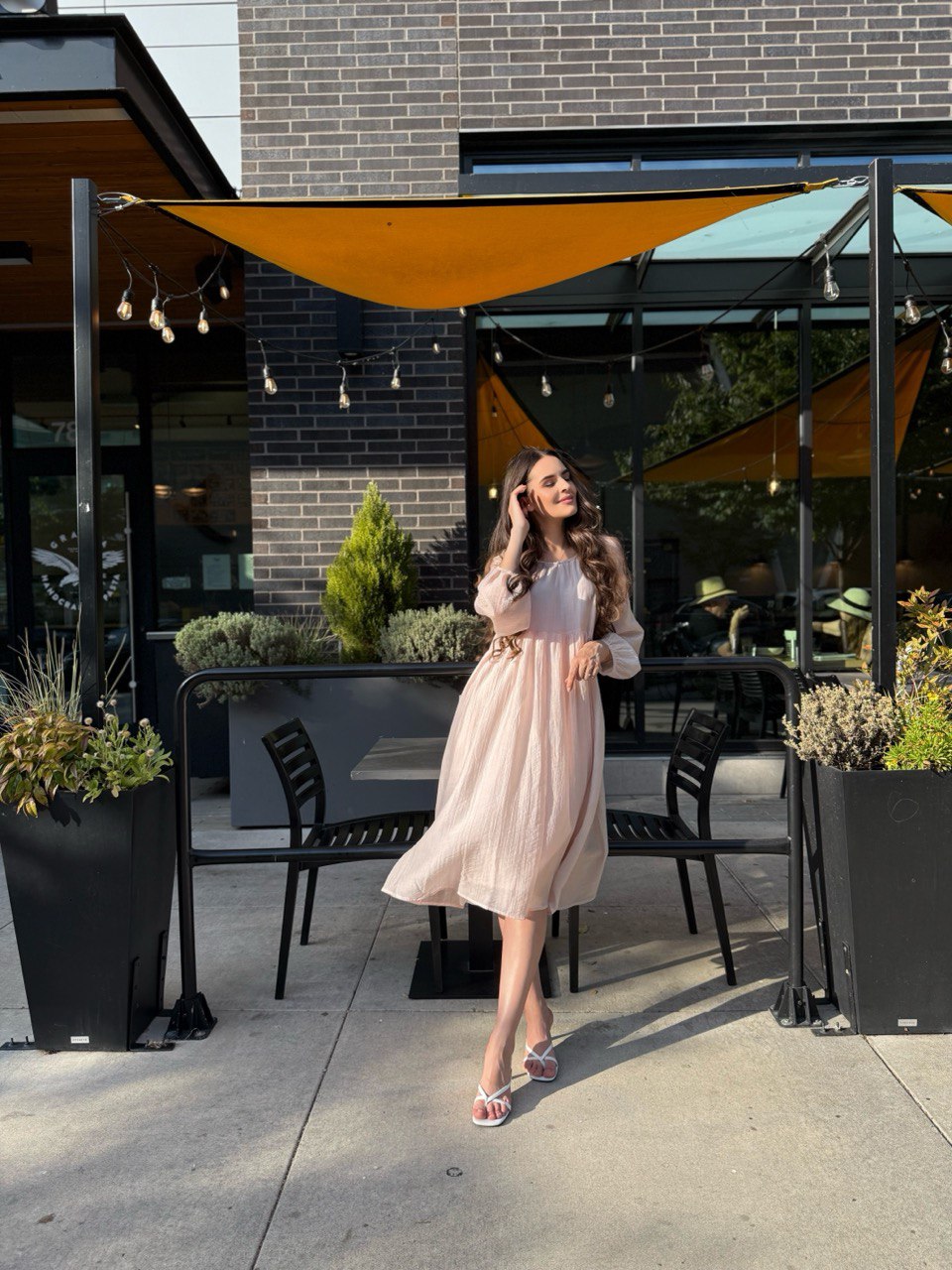 Sheer Pink Midi Dress