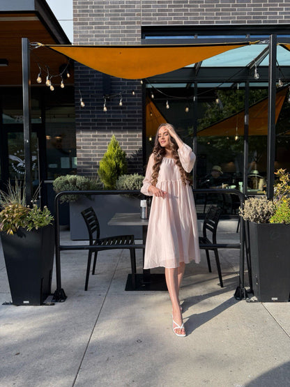 Sheer Pink Midi Dress