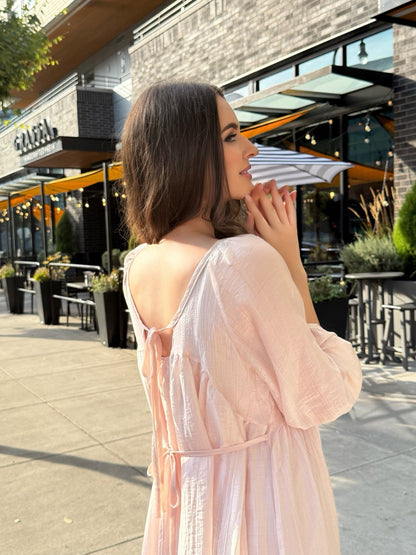 Sheer Pink Midi Dress