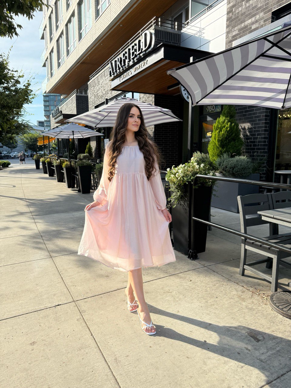 Sheer Pink Midi Dress