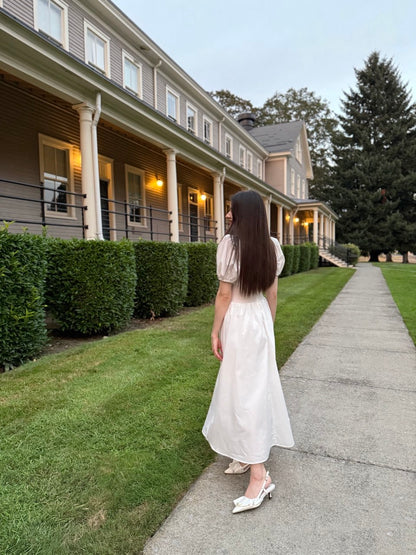 Cotton Puff Sleeve Midi Dress