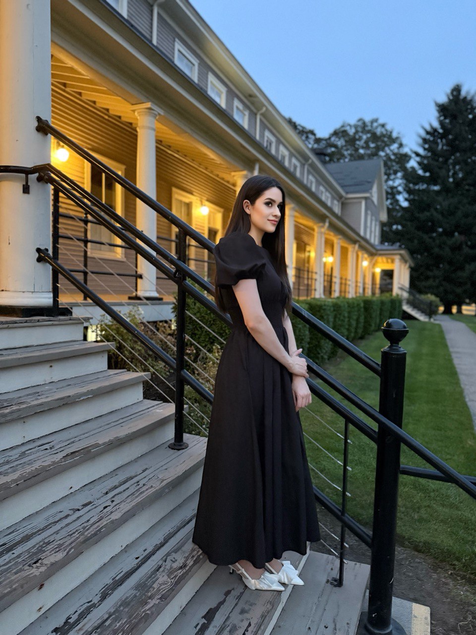 Cotton Puff Sleeve Midi Dress