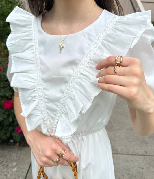 Midi Dress with Puff Sleeves
