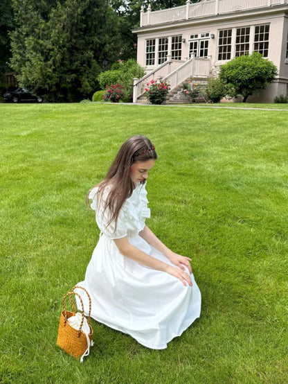 Midi Dress with Puff Sleeves