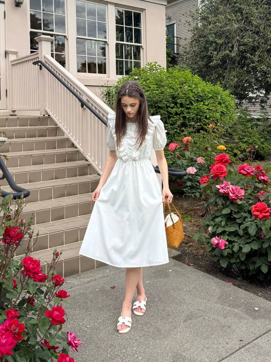 Midi Dress with Puff Sleeves