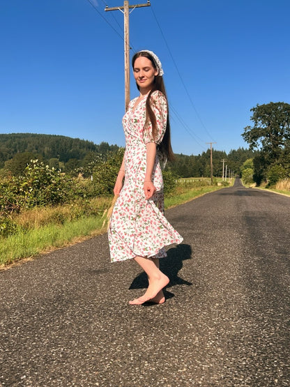 100% Cotton Muslin Wrap Midi Dress
