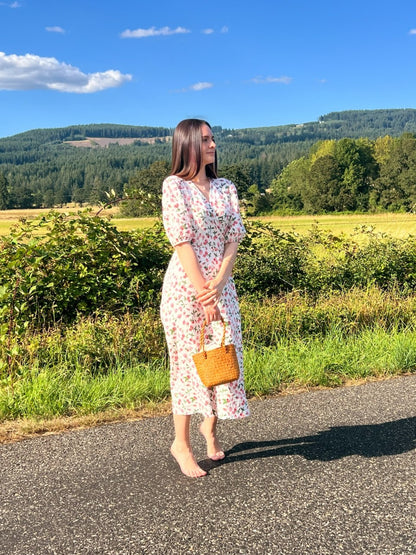 100% Cotton Muslin Wrap Midi Dress