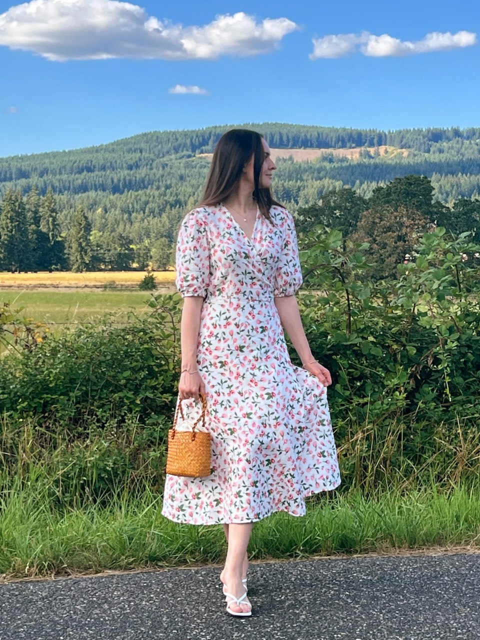 100% Cotton Muslin Wrap Midi Dress
