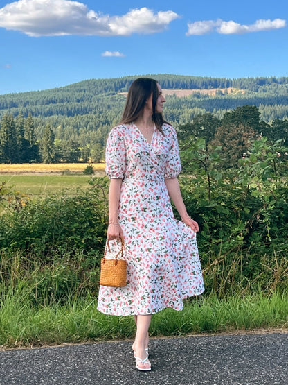 100% Cotton Muslin Wrap Midi Dress